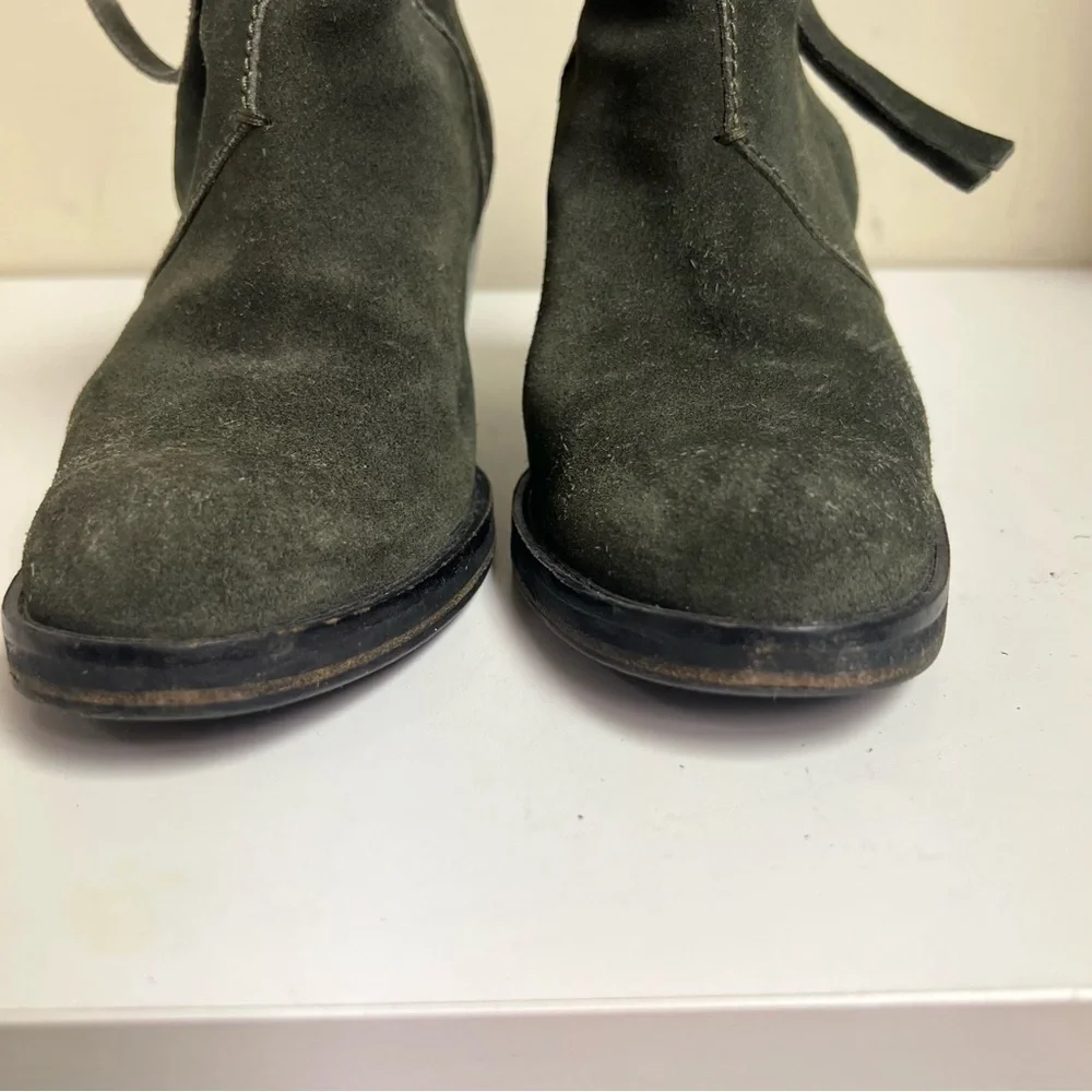 Acne Studios Pistol Suede Ecru Boot 37 Leather Women 7M Fringe Ankle Booties